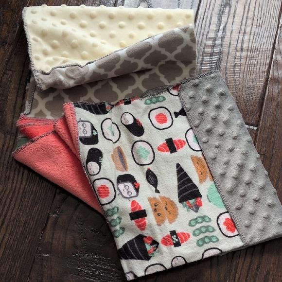 Handmade Accessories - Handmade Sushi Flannel and Minky Fabric Infinity Cowl Ring Scarf